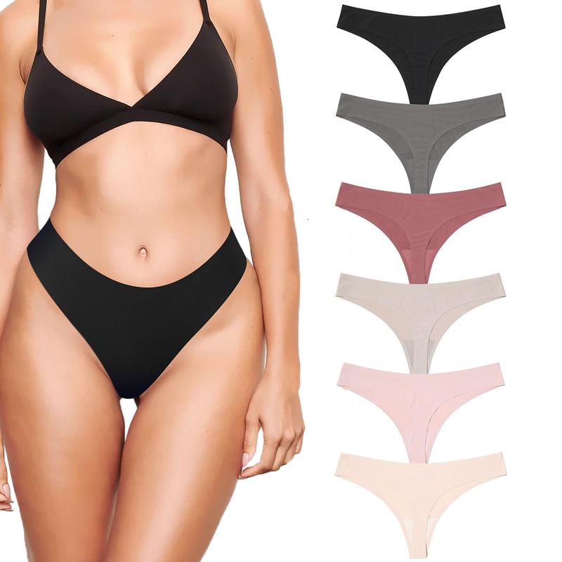 LEVAO Seamless Thong Underwear For Women No Show String Thong Panties Soft Low Waist T-Back 6Pack or 10Pack